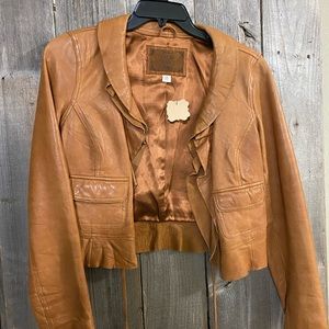 Old Navy Rust and Ruffles  P leather Jacket